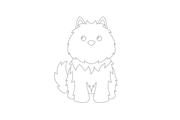 American Eskimo Baby Dog Line Art
