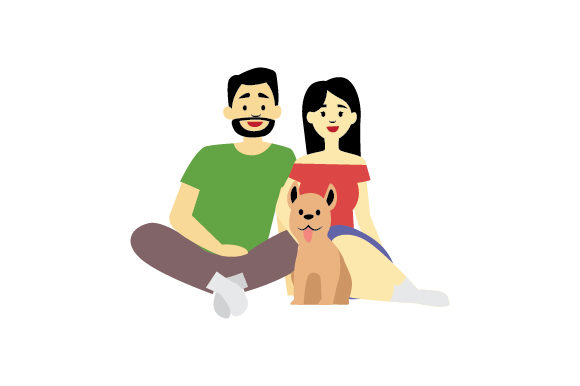 Asian Couple and Their Dog