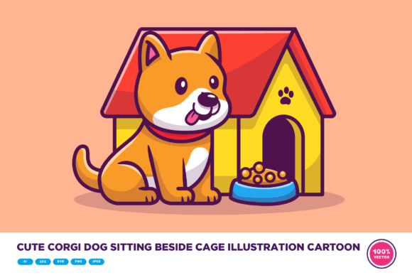 Cute Corgi Dog Sitting Beside Cage: A Design Review