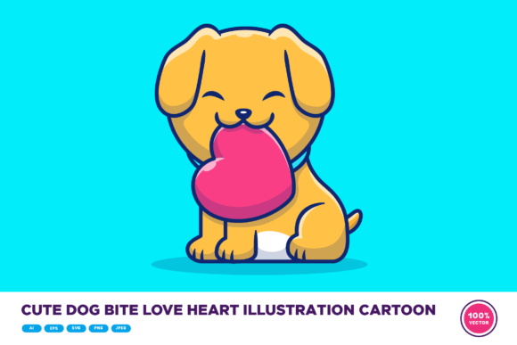 Cute Dog Bite Love Heart Illustration Review
