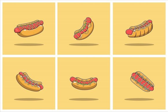 Hot Dog Vector Set Illustration Review for Embroidery