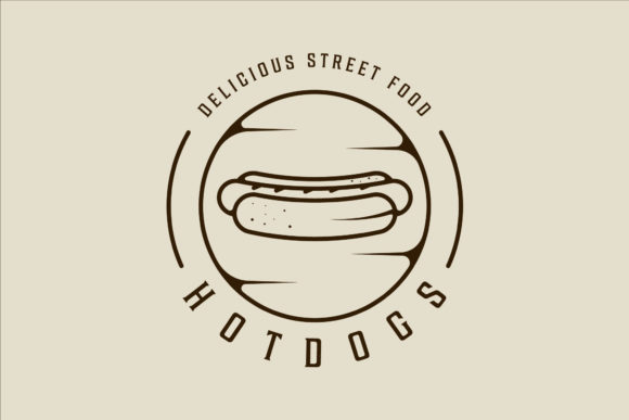 Hotdog or Hotdogs Logo Vector Line Art